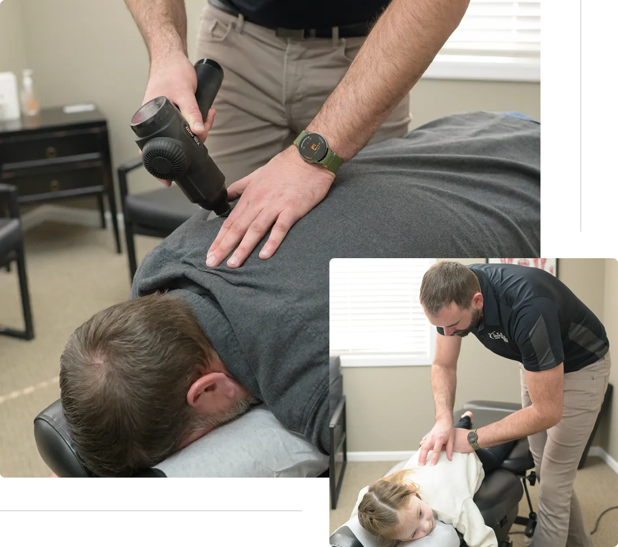 img 7 (2) Chiropractor using tools on adult and child.